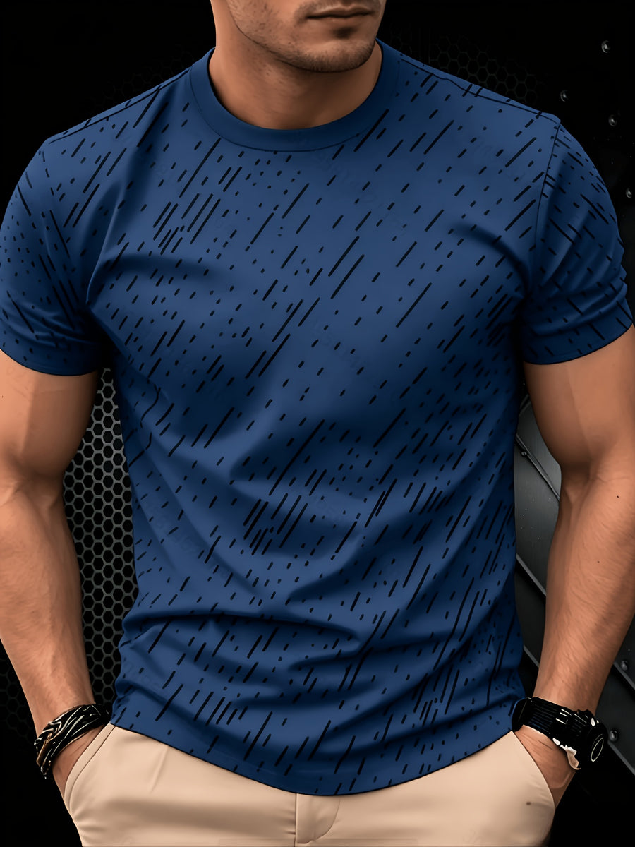 Black Twill Line Digital Printing T-Shirt, Minimalist Men'S Casual Short-Sleeved Shirt, Versatile Commuter Men'S Short-Sleeved T-Shirt, Cool And Breathable, Skin-Friendly And Comfortable, a Perfect Gift - Mixed Color E