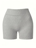 Contouring Workout Shorts, Stretchy Fitted Design, with Waist Shaping Elastic And Wrinkle Accent, Comfortable Elastic Waistband with -Lifting Wrinkles, Creating a Contouring Look, Elastic Waistband with Wrinkle Detail for -Lifting Effect - Slate Grey