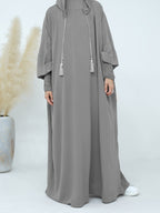 Plus Size - Plus Size - 1pc Prayer Jilbab Outfit for Muslim Women, Stylish And Elegant, Features a Solid Color, Ideal for Everyday Wear, Festivals, Gatherings, And Outdoor Events. Women'S Islamic - Space Gray