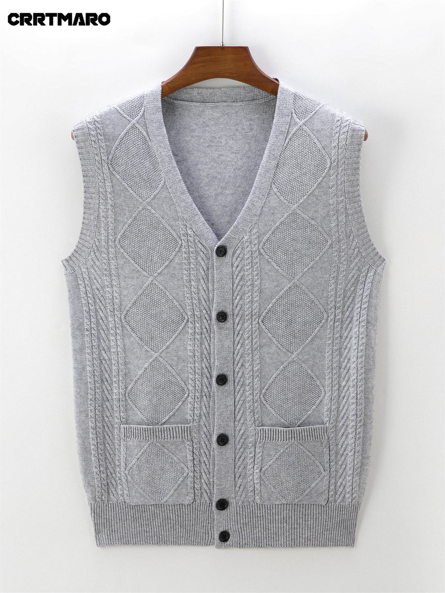 Men'S Thick, Chunky Knit Sweater Vest, Warm Casual Layering Top for Fall And Winter - Light Grey