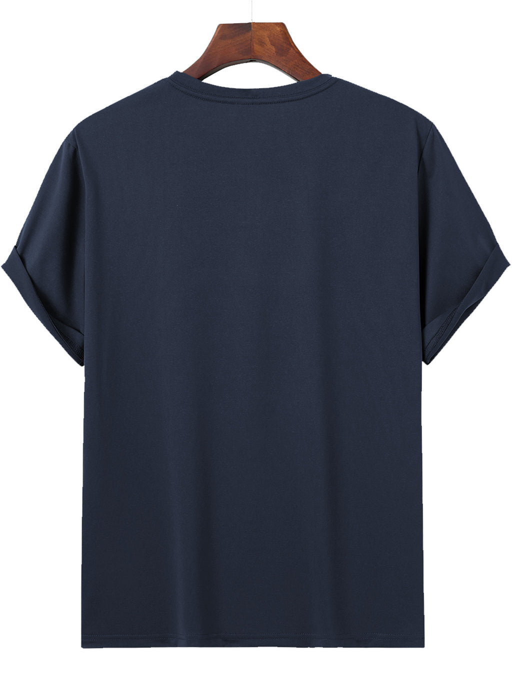 Sunny Energetic Orange Spiral Pattern Short Sleeve T-Shirt, Fresh And Fashionable, Suitable for Outdoor Activities And Daily Wear - Navy Color