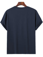Sunny Energetic Orange Spiral Pattern Short Sleeve T-Shirt, Fresh And Fashionable, Suitable for Outdoor Activities And Daily Wear - Navy Color
