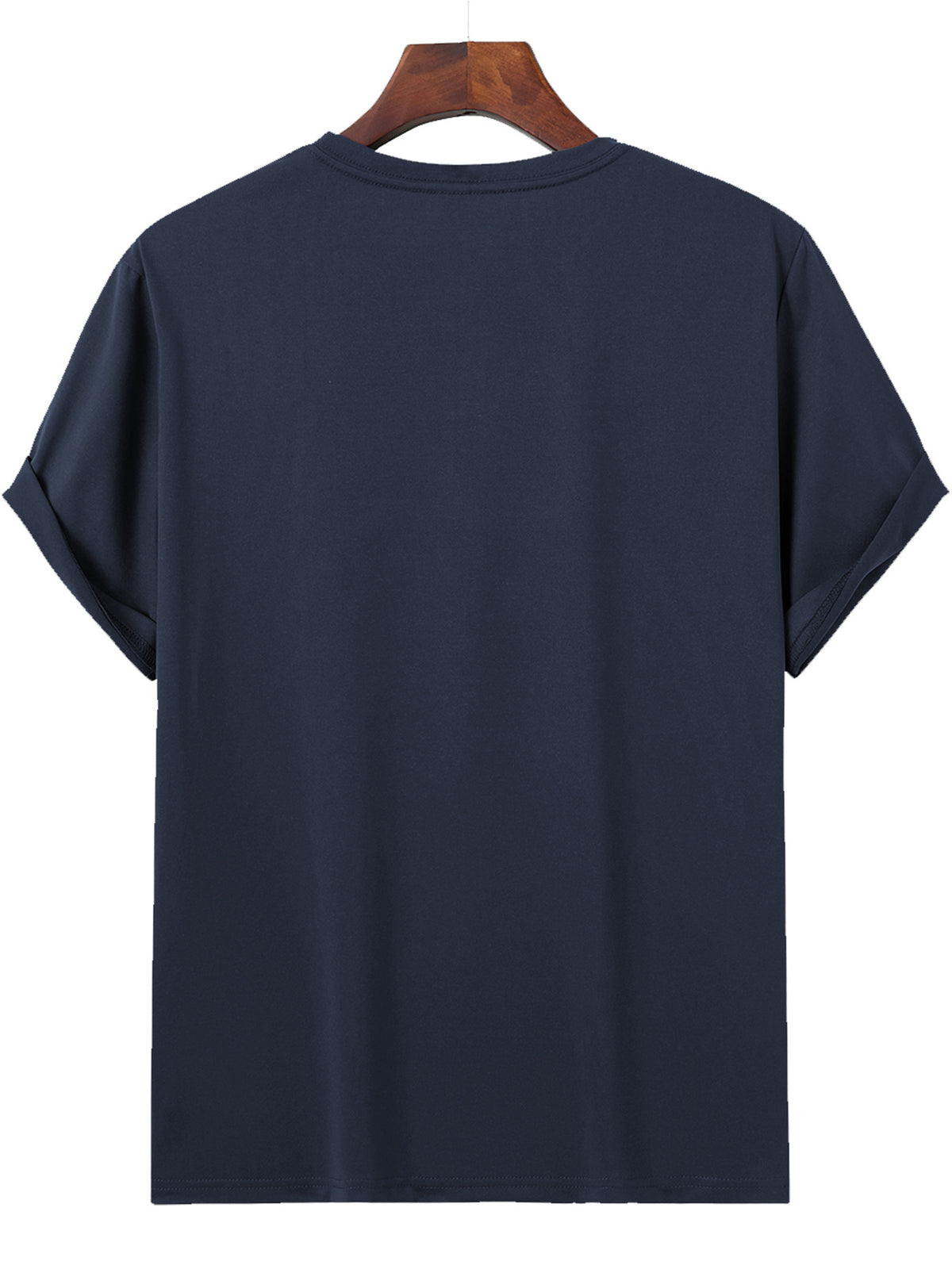 Sunny Energetic Orange Spiral Pattern Short Sleeve T-Shirt, Fresh And Fashionable, Suitable for Outdoor Activities And Daily Wear - Navy Color