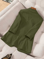 2026 New Premium Solid Color Single-Button Suit Jacket, Elegant 3/4 Sleeve, Comfortable And Breathable Casual Outerwear, Elegant Style Suitable for Daily Spring Summer Autumn, All-Match Temperament Suit - Olive Green