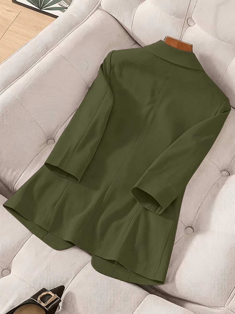 2026 New Premium Solid Color Single-Button Suit Jacket, Elegant 3/4 Sleeve, Comfortable And Breathable Casual Outerwear, Elegant Style Suitable for Daily Spring Summer Autumn, All-Match Temperament Suit - Olive Green