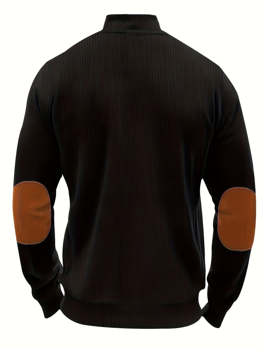Men'S Casual Jacket, Stylish And Versatile, Spring And Autumn Windbreaker for Men, Featuring a Color-Block Design, Suitable for Dry Cleaning - Perfect for Everyday Wear And Outdoor Commuting - Black