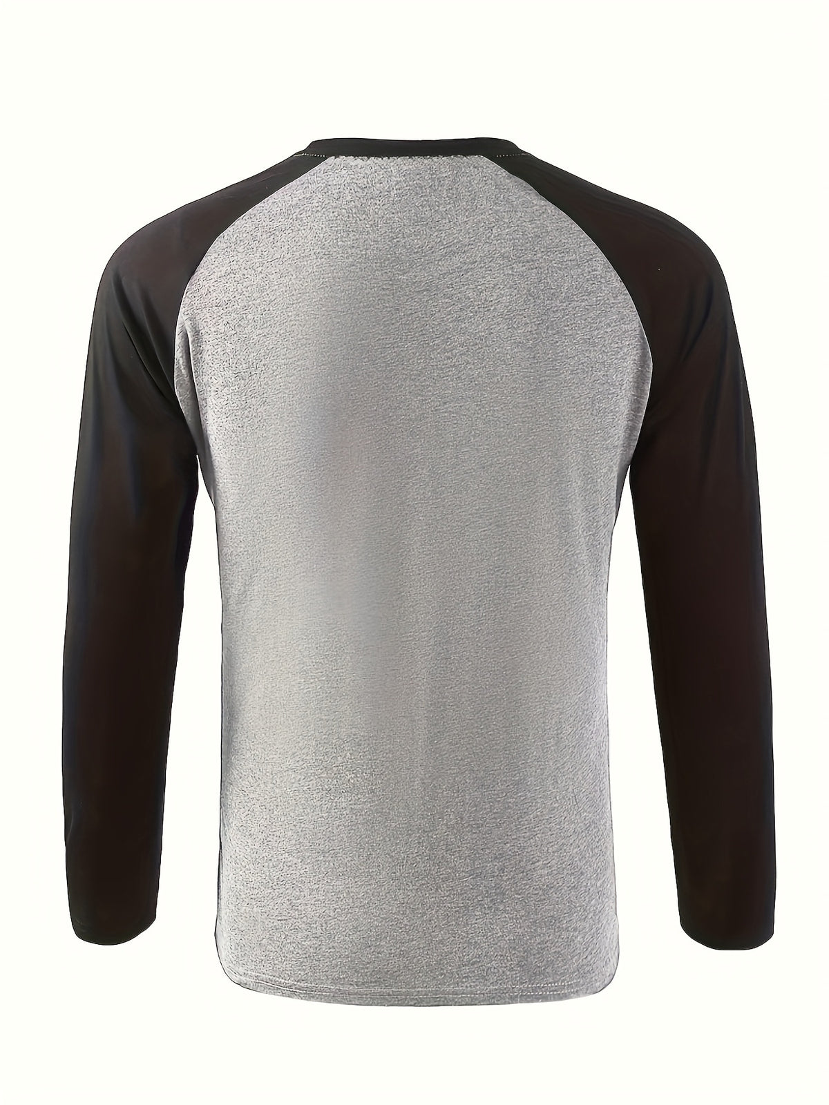 Print Design - Non-Textured Men'S Round Neck Long Sleeve T-Shirt, Two-Tone Design - Mixed colors
