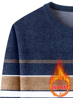 Minimalist Urban -Lined Crew Neck Knit Sweater for Warmth and City Casual Style - Camel