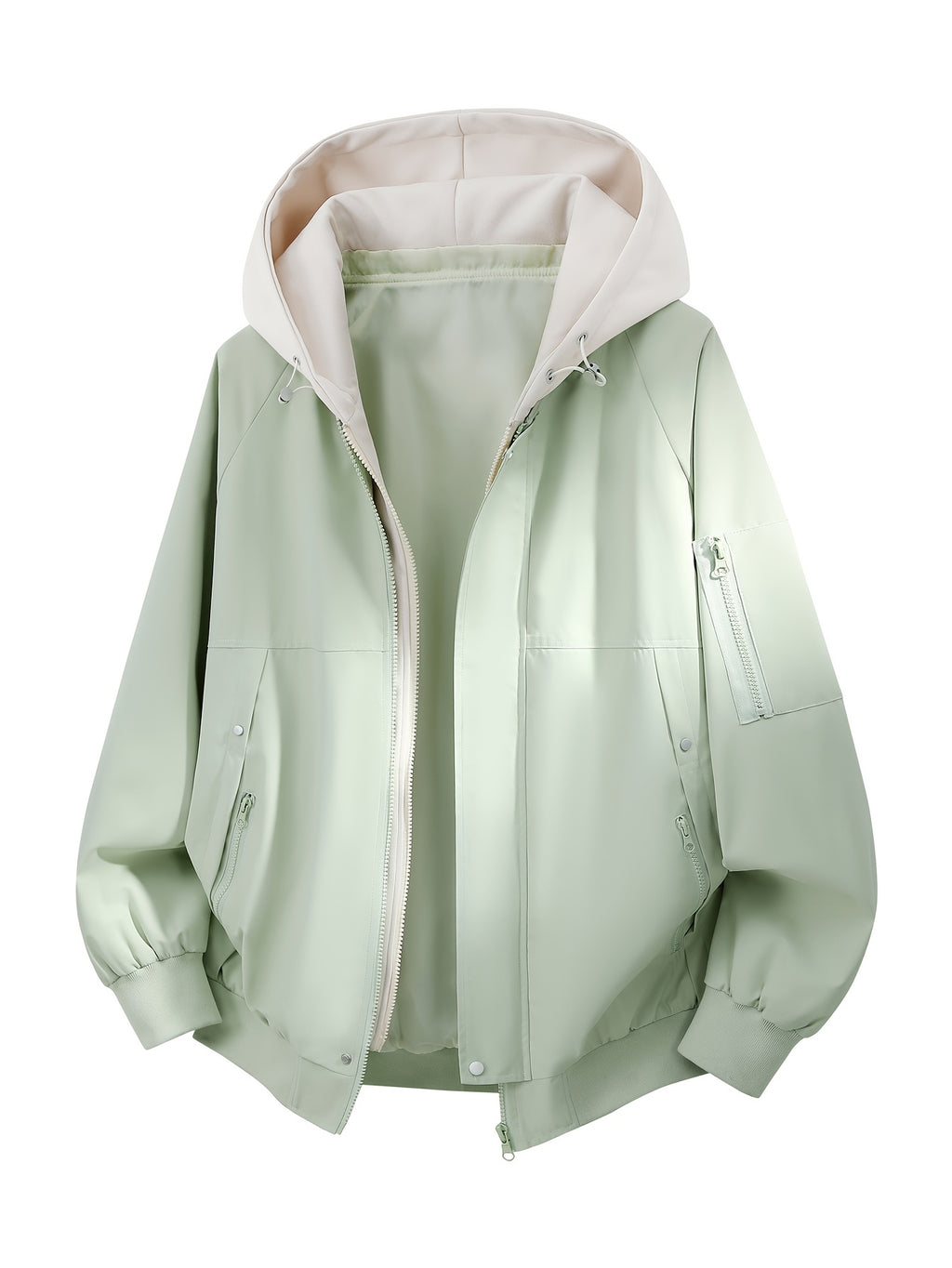 Men'S Hooded Jacket Top, Spring Autumn Outdoor Hiking Jacket Coat, Suitable for Outdoor Leisure Travel Jacket, Best Choice for City Commuting - 2612-Grayish green