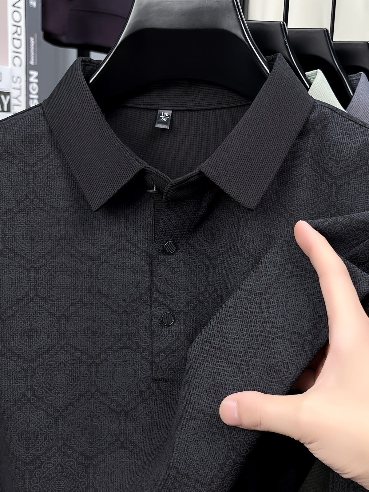 Summer Short Sleeve Men'S Print T-Shirt, Basic Style Versatile Commuter Top, Casual Men'S Athletic Wear, Golf Tennis Training Outfit, Men'S Office Commute Attire, Middle-Aged Men'S Outdoor Clothing - Black