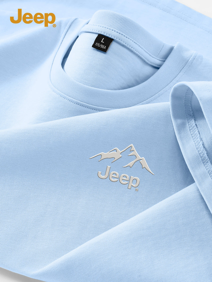 JEEP Men'S 100% Short Sleeve T-Shirt, Casual Fashion Comfort Sports Tee for Summer - Glacier Blue