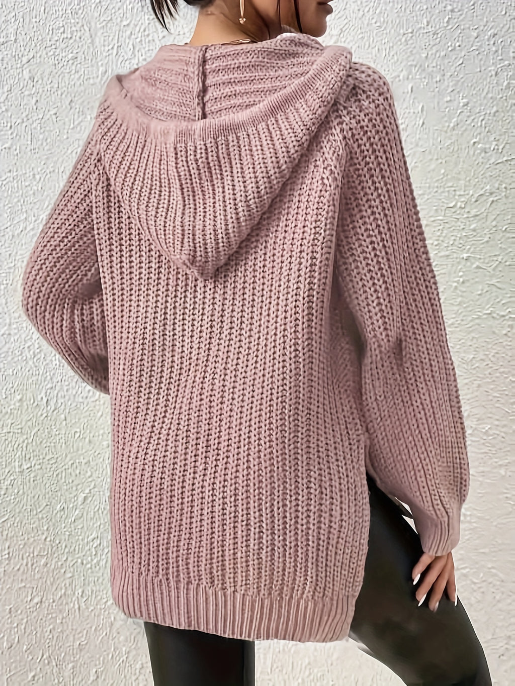 Women'S Solid-Color Elegant And Fashionable Hooded Top - Pale Pinkish Gray