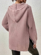 Women'S Solid-Color Elegant And Fashionable Hooded Top - Pale Pinkish Gray