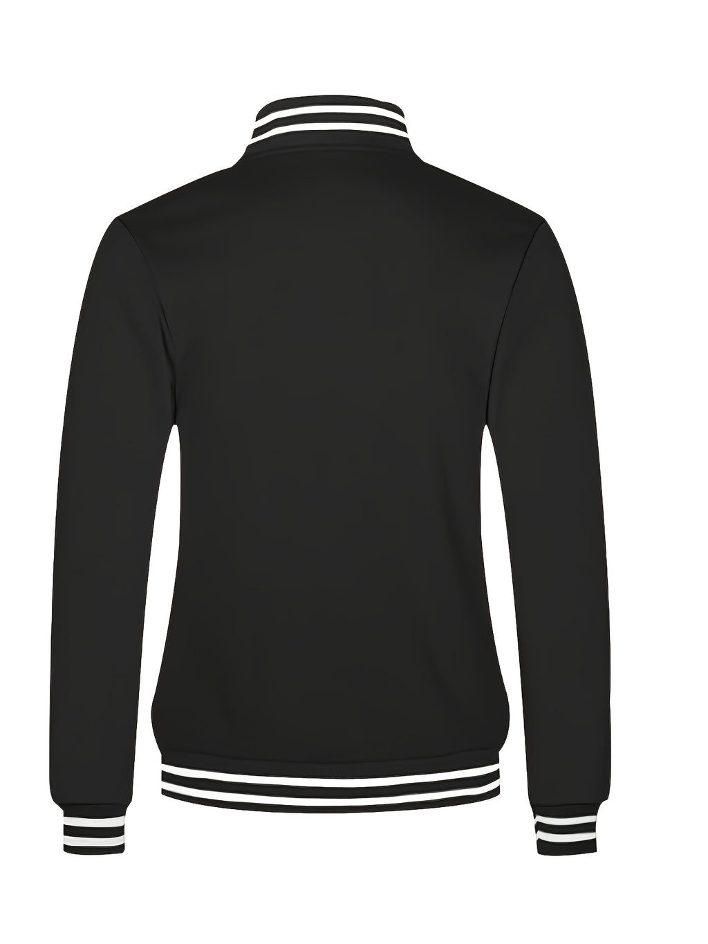 Men's Cross-Border Winter Jacket; American Casual Loose Stand Collar Baseball Jacket; College Style Baseball Shirt - Black
