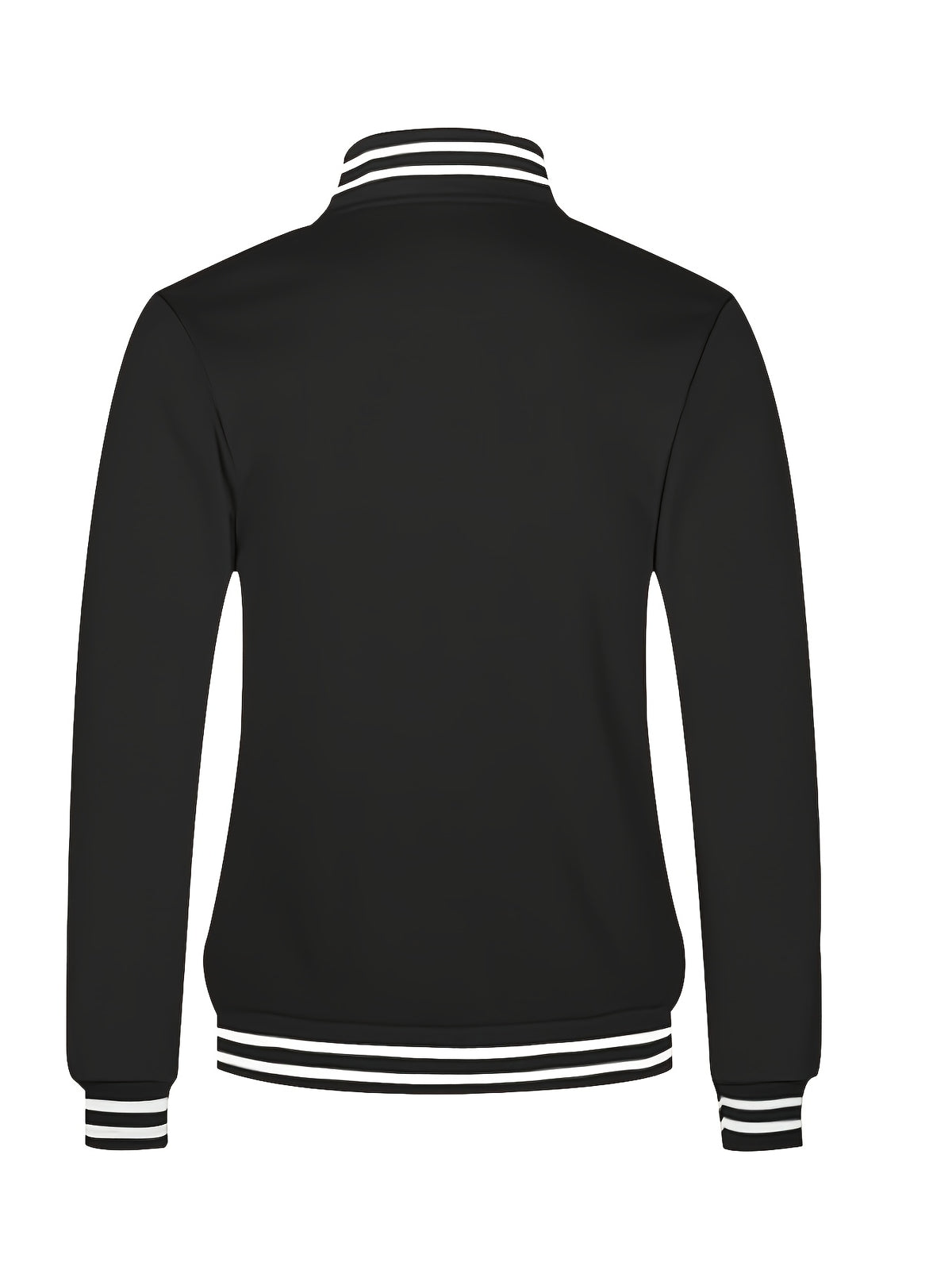Men's Cross-Border Winter Jacket; American Casual Loose Stand Collar Baseball Jacket; College Style Baseball Shirt - Black