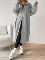 Women's Fashion Color Block Zip-Up Jacket - Light Grey