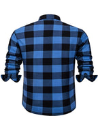 Autumn/Winter Plaid Flannel Shirt for Men, -Lined, Thickened, Warm, Long-Sleeve Workwear Jacket, Casual Top, New Season - Sky Blue