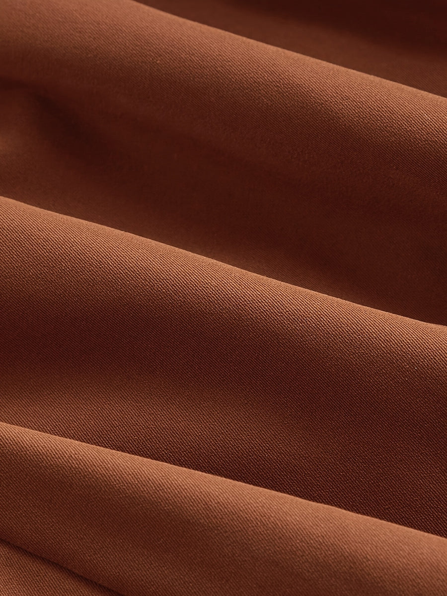 Women'S Solid High-Waist Half Skirt - Loess Ochre