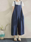 2026 New Style Loose Fit Casual Women's Pocket Overalls Summer Cargo Pants - Blue