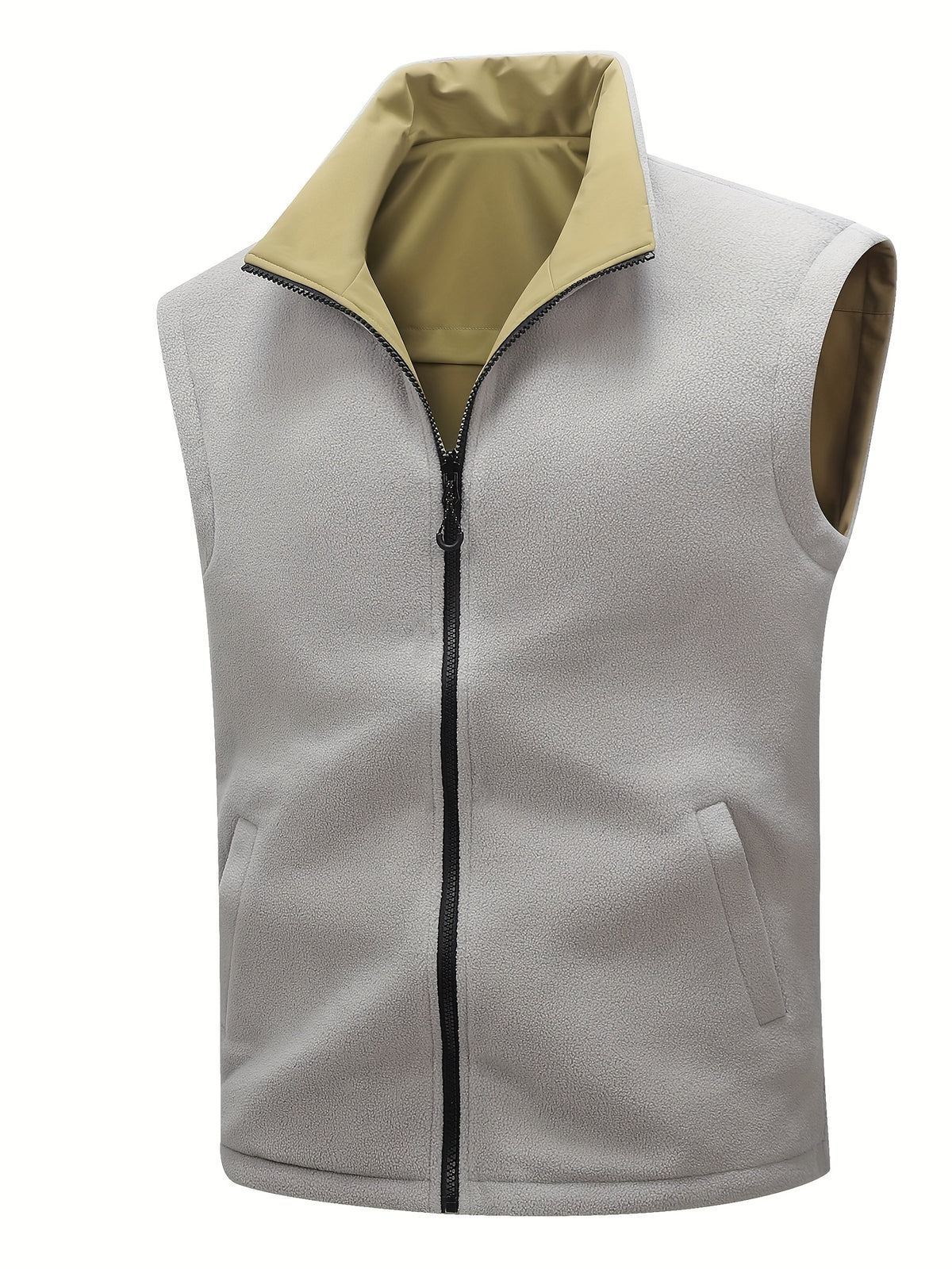 Directional Elegant New Autumn And Winter Fleece Vest, Warm And Cold-Resistant, Thick Coat That Can Be Worn on Both Sides, a Perfect Gift for Your Boyfriend During The Holidays - Khaki