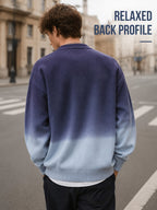 Daily Deal 1pc Men's Ombre Tie-Dye Knit Cardigan with Baseball Collar, Button-Front, Gradient Dye, Trendy Urban Street Style, Loose Fit Daily Sweater Outerwear for Spring & Fall - Grey