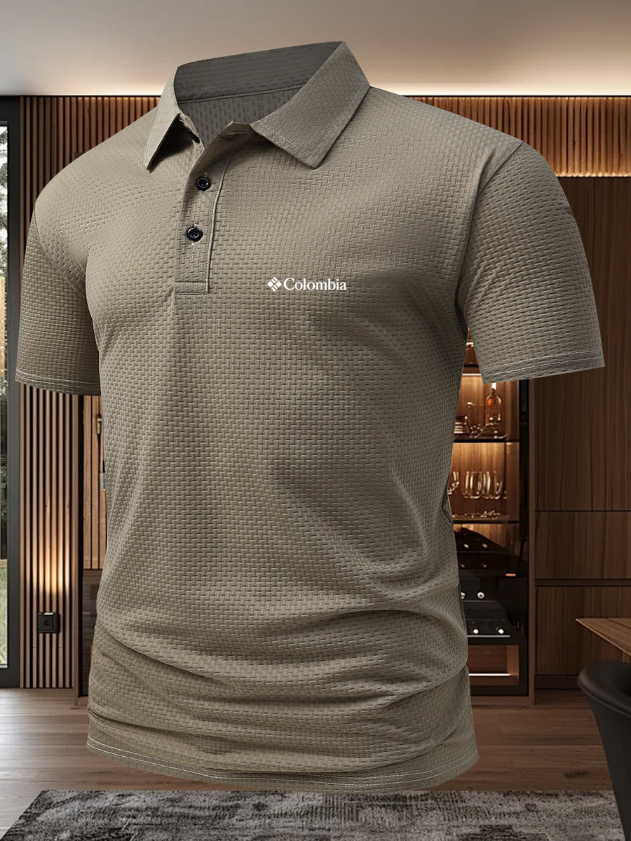Men'S Summer Casual Polo Shirt. Loose Fit, Breathable, Lapel Collar, Short Sleeve Top, Premium Business Casual Solid Color Pullover, Suitable for Outdoor Sports Like Tennis, Golf, Running, Casual Wear - Khaki