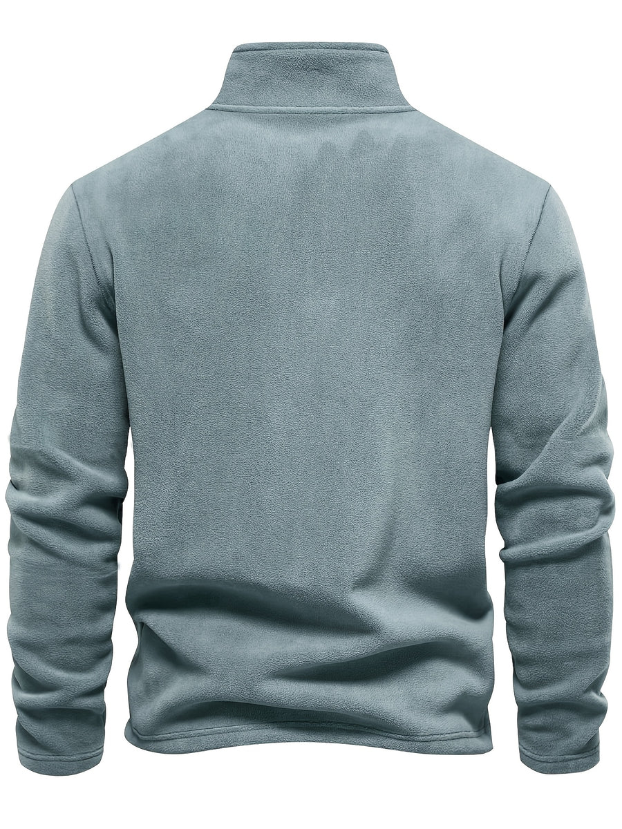 Men'S Winter Base Layer Outer Wear Comfortable Fleece Warm Stand-Up Collar Long Sleeve Sweatshirt 5pcs Set - Gray-blue + gray-blue + gray-blue + gray-blue + gray-blue