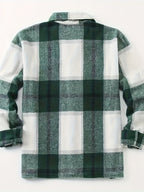 Men's Flannel Thickened Warm Casual Fashion Versatile Plaid Shirt Jacket - Green