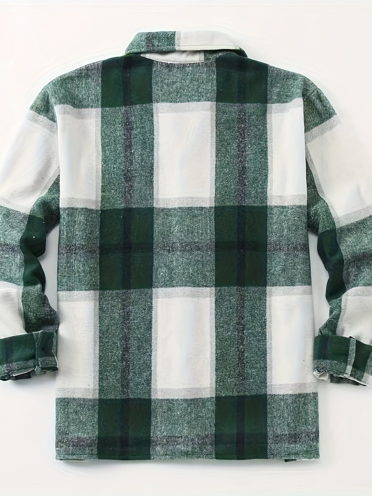 Men's Flannel Thickened Warm Casual Fashion Versatile Plaid Shirt Jacket - Green
