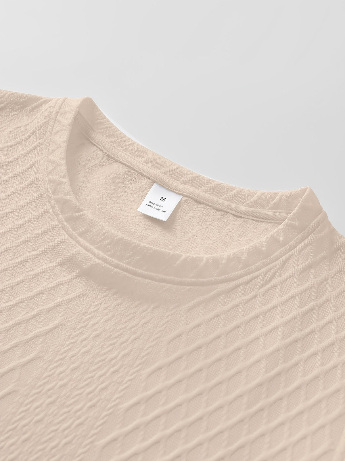Men's New Textured Fabric Crew Neck T-Shirt - Apricot