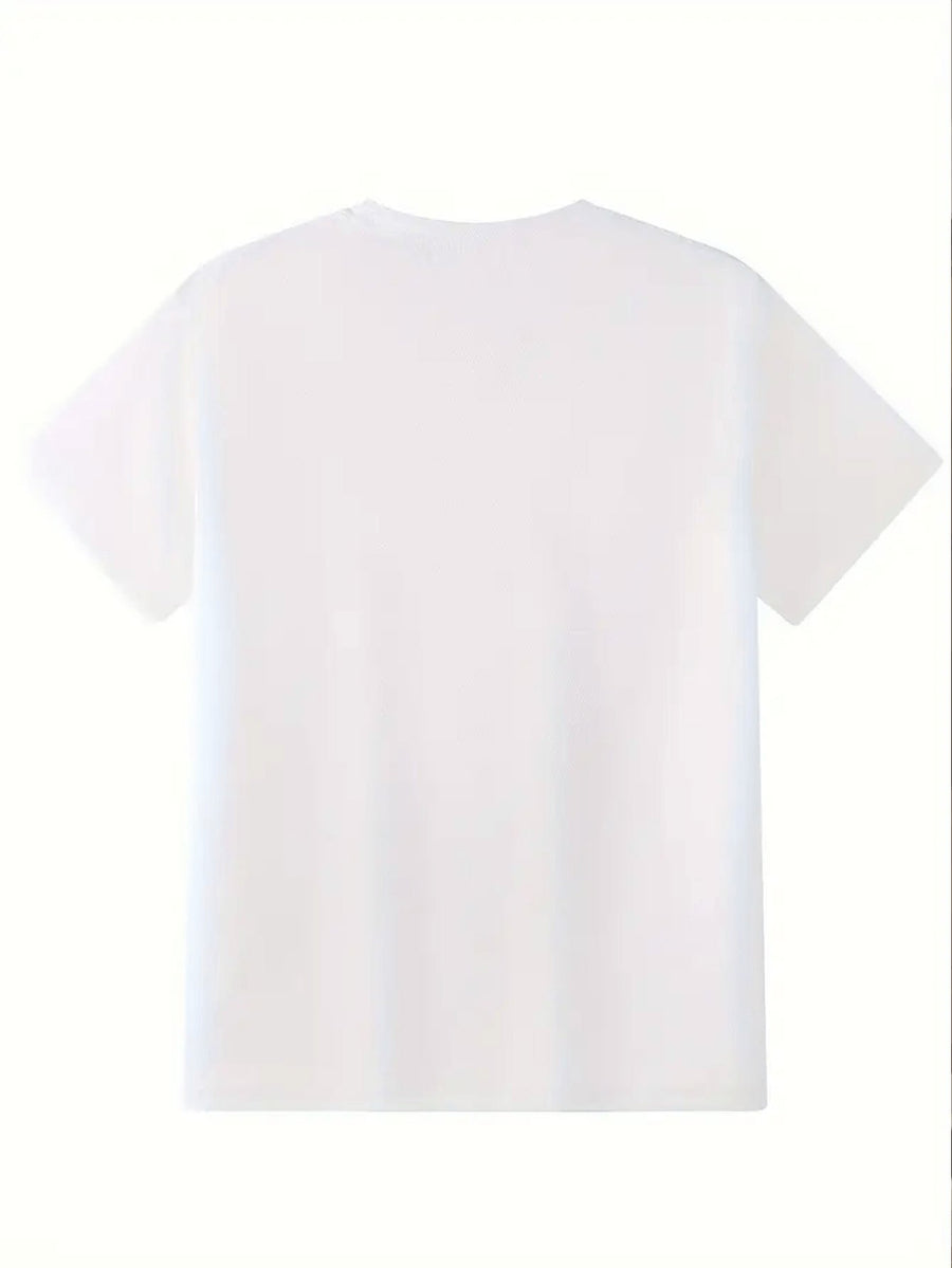 Men'S T-Shirt Short Sleeve, Coconut Letter Print, Easy Casual Style, Summer Vacation Daily Wear, Comfortable And Breathable Top - White