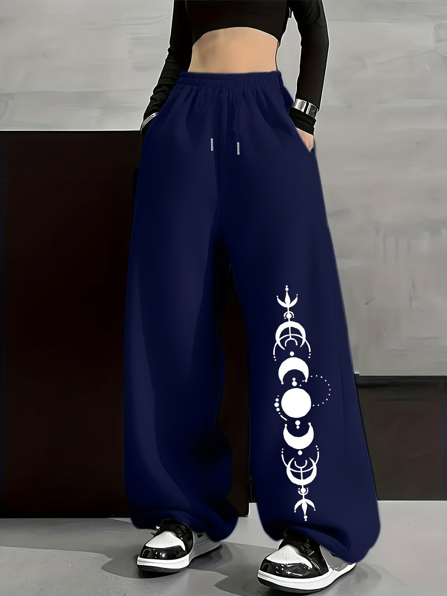 Autumn And Winter Fashion Casual Women'S Fleece Trousers, Monochrome Tunic Trousers, Casual Loose Sweatpants, Women'S Fashion - Navy Color