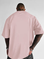 Men'S Short Sleeve T-Shirt, 100% Fabric, Loose Fit, Fashion Casual Round Neck Top, Spring Summer Outdoor Apparel for Men, Tops for 11 Holidays - Pink Color