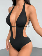 Off The Shoulder Strapless Bodysuit | Sexy Solid Color, Regular Length, Sleeveless, Skinny Fit - Black