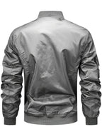 Men's Functional Style Baseball Collar Workwear Jacket, Trendy Multi-Pocket Design, Vintage Pilot Jacket Style, Suitable for Spring and Autumn, Daily Outings, and Outdoor Commuting Workwear Jacket - Grey
