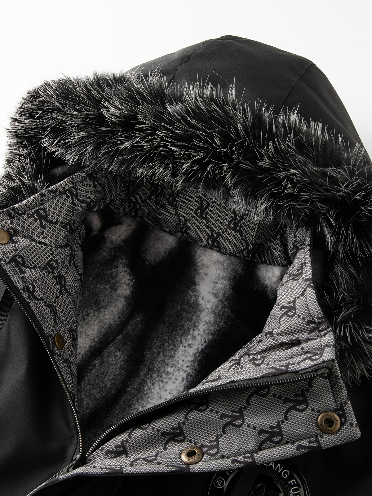 Winter Men's Jacket, Warm Hooded Style Over Jacket, Large Faux Fur Mid Length Jacket for Men, Casual Workwear with Multiple Pockets Jacket, Versatile Thick Jacket for Young and Middle-aged Outdoor Commuting - Black