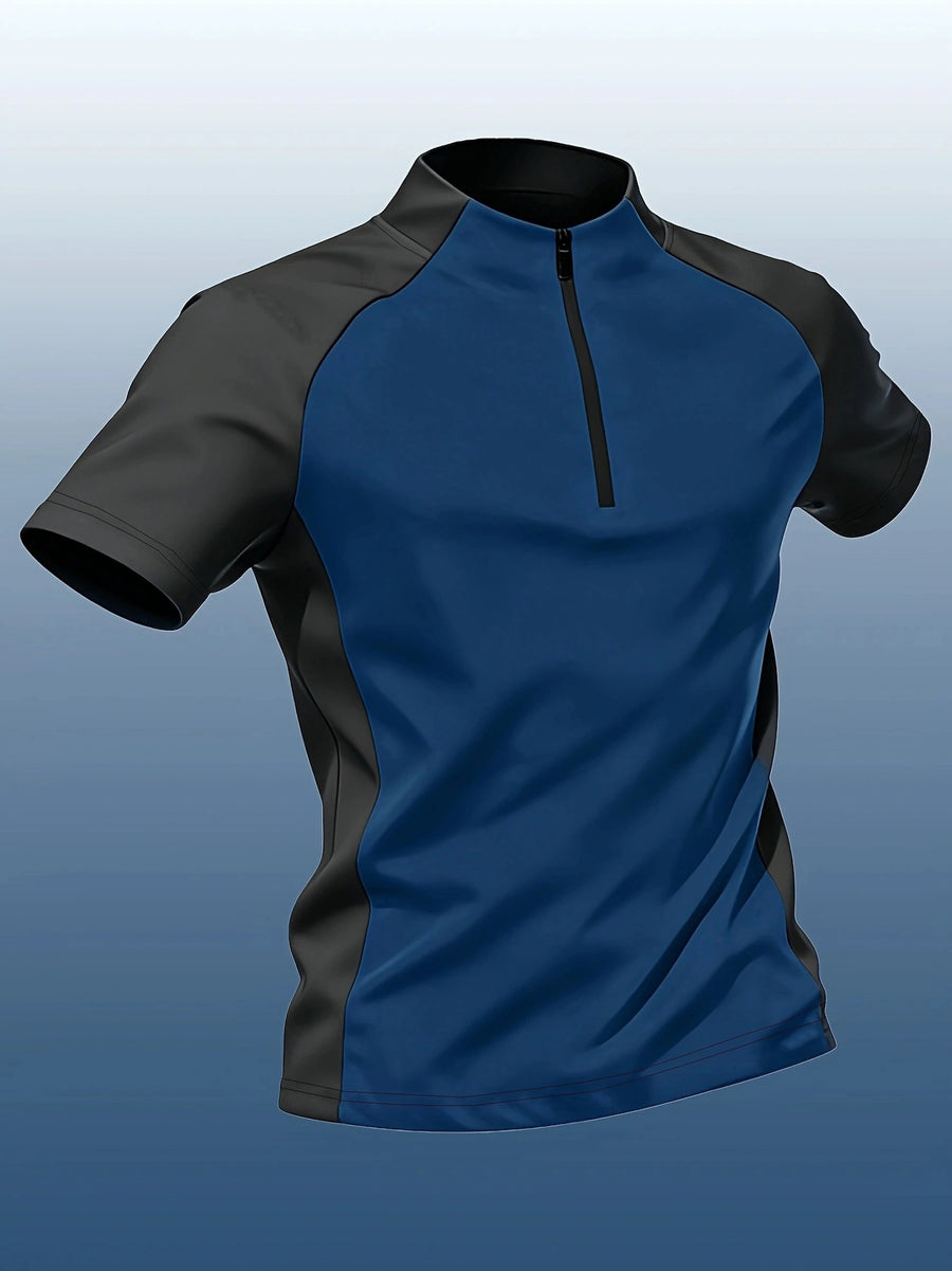 1pc Men's Quick-Dry Sports T-Shirt - Breathable, Sweat-Wicking Short Sleeve, Multiple Colors Available, Suitable for Gym and Summer Activities, Workout Top, Outdoor Sports, Gym Events. A Great Summer Gift, The Best Present for Him. - Deep Blue