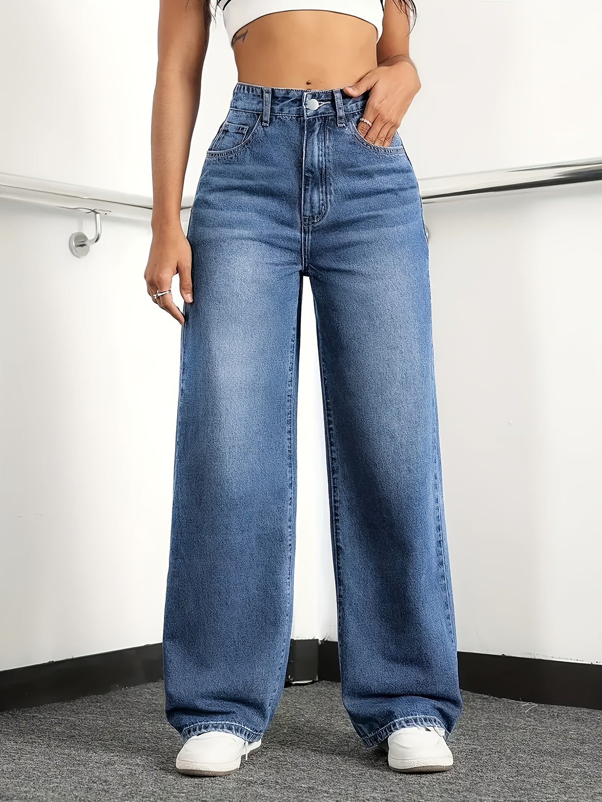 Women's Stretch 25AW+  Straight-Leg Jeans - for Outings, Dates, Work, All-Season Wear, Versatile and Elegant Denim - Blue
