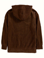Men'S Hooded Sweatshirt - Loose Fit Pullover Hoodie, Long Sleeve Casual Sweater for Everyday & Formal Wear, Classic Hooded Sweatshirt for Men, Comfortable Clothing, Textured Fabric, Relaxed Fit Clothing - Dark Brown
