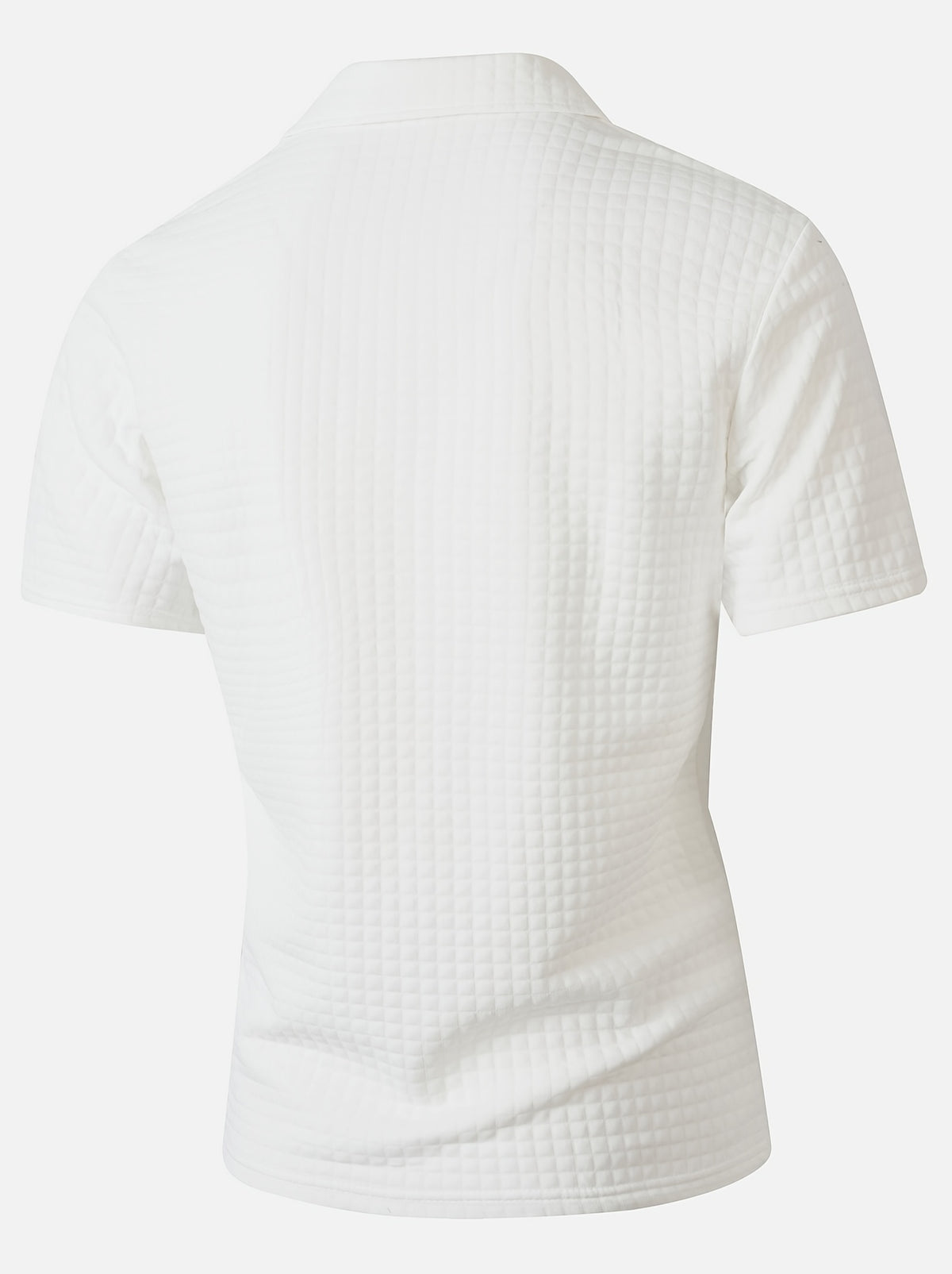 Men'S Waffle Polo Shirt, Zipper Collar Design Short Sleeve T-Shirt, Summer Casual Daily Commute Versatile Top - White