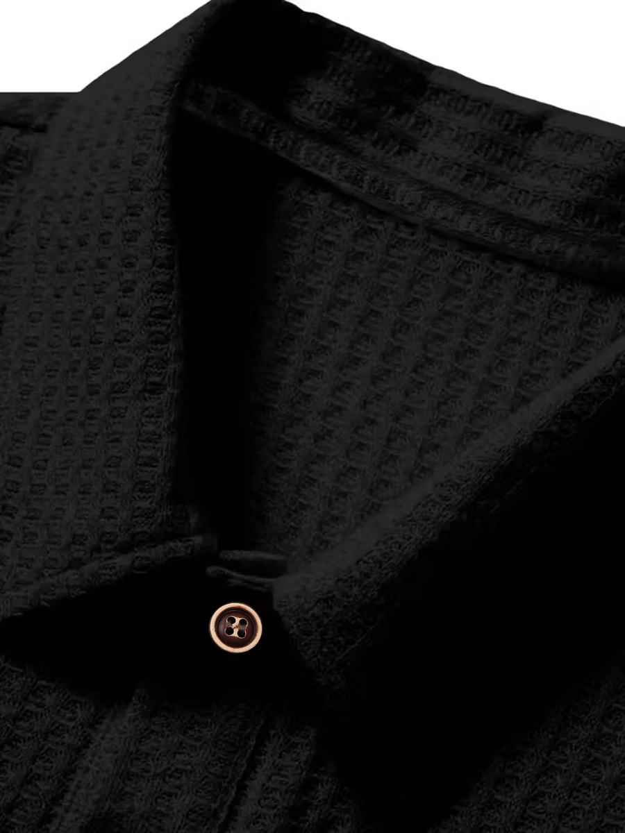 Thin and Breathable Men's Business Polo Shirt, Short Sleeve, Golf Sport, Simple Solid Color Design, Durable and Versatile for Daily Casual Wear, Men's Summer Short Sleeve - Black