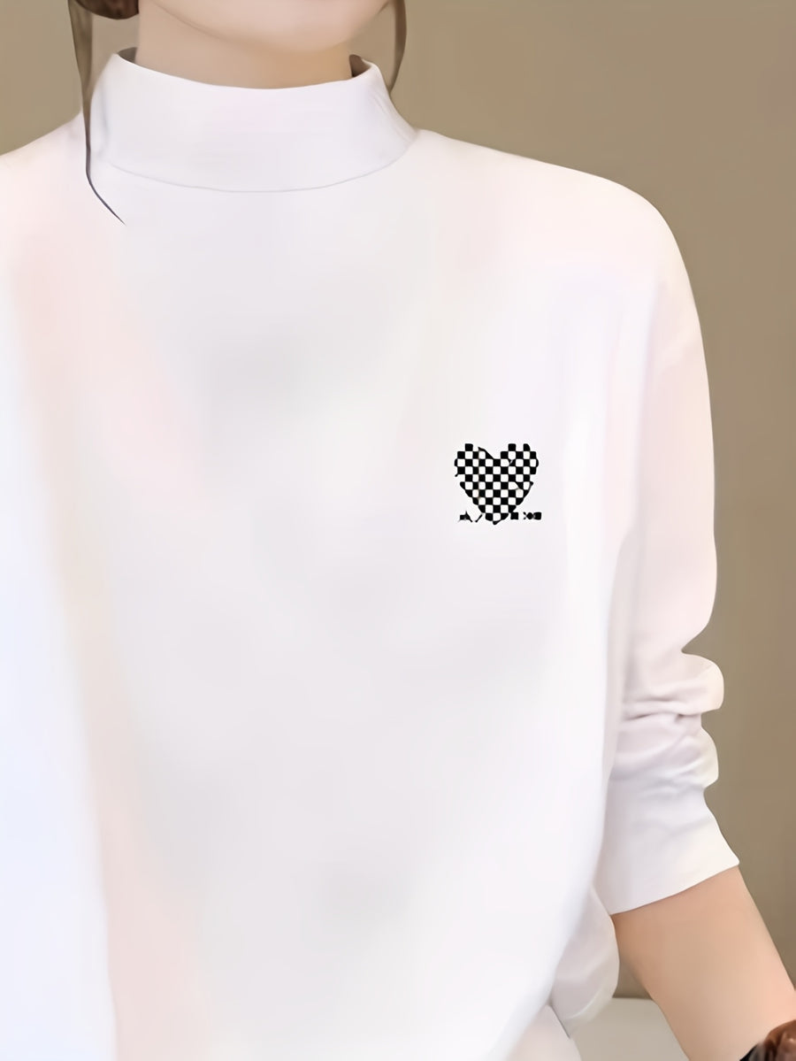 Korean-Style Long-Sleeve T-Shirt for Women, Autumn Wear, Loose-Fitting Base Layer, Pure Top - White
