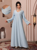 Women'S Beaded Embroidery Loose Elegant Casual Comfortable Robe - Light Blue