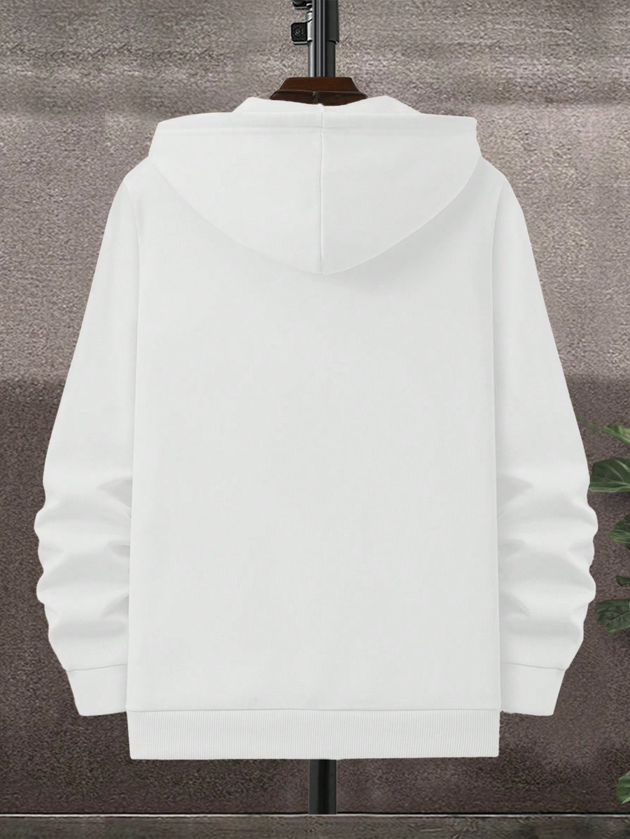 50%, 50% Polyester, 3pcs Men'S Patchwork Warm Fleece Zip-Up Hooded Sweatshirt, Men'S Clothing, Long Sleeve Fleece Jacket, Zip-Up Top, Hooded Sweatshirt, Pockets, Drawstring, Suitable for Outdoor, Casual, Back-To-School Season, Gift for Boyfriend - Black+black+white