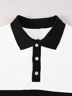 Men'S Casual POLO Shirt with Color Block Design | Button Collar, Loose Fit, Machine Washable, Ideal for Leisure and Gifts - White