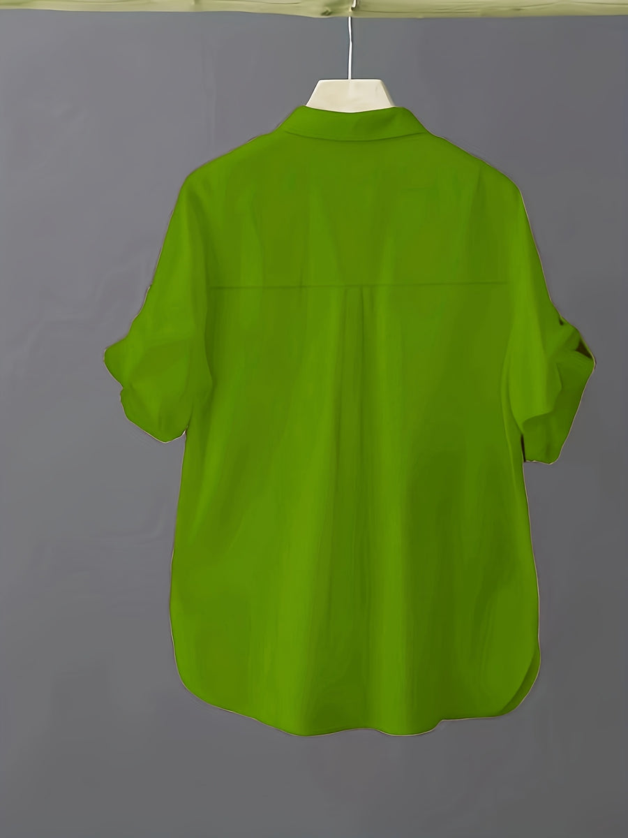 Fashionable Short-Sleeved Shirt - Grass Green