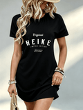 Printed Design Not Textured, Casual Style, Women Dress, Heike Limited Edition Graphic Print, Summer Beach Outing, Gift for Girlfriend, 100 Percent Polyester - Black