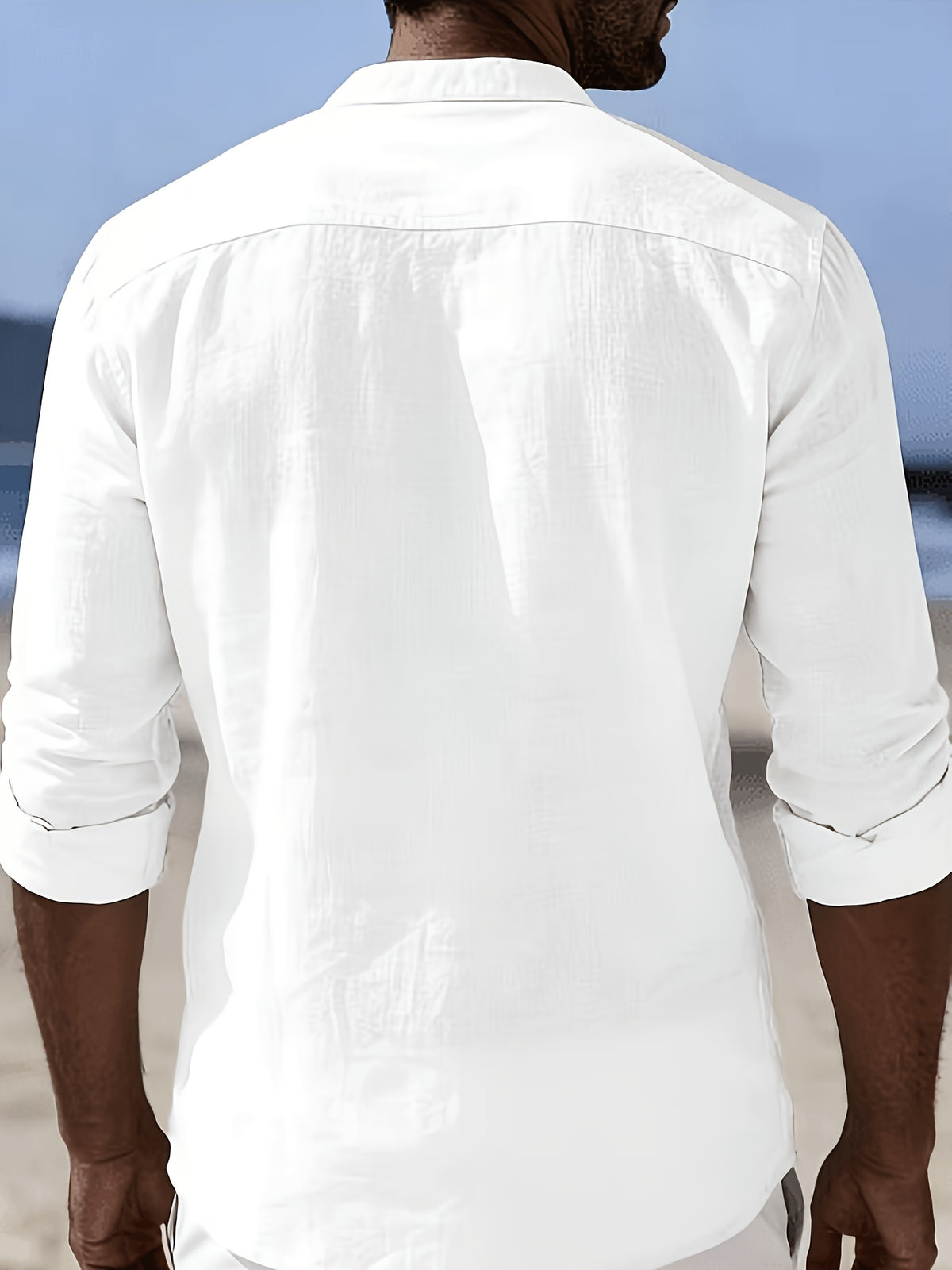 Men'S Fashion Lapel Breathable Comfortable Casual Long Sleeve Shirt - White