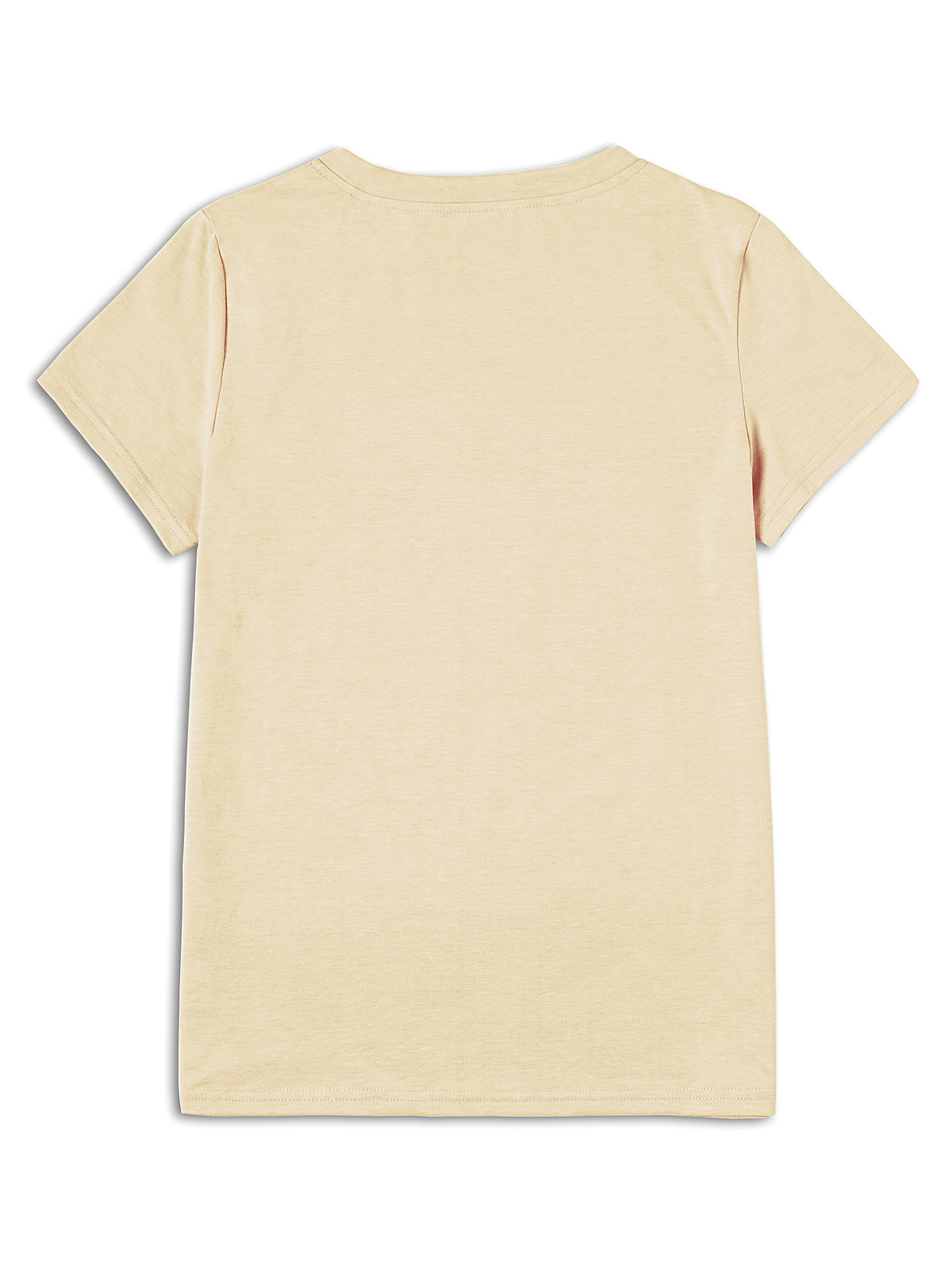 Printed Design Casual Crew Neck T-Shirt, Spring/Summer Fashion Women's T-Shirt [Printed Design – Not Textured] - Apricot