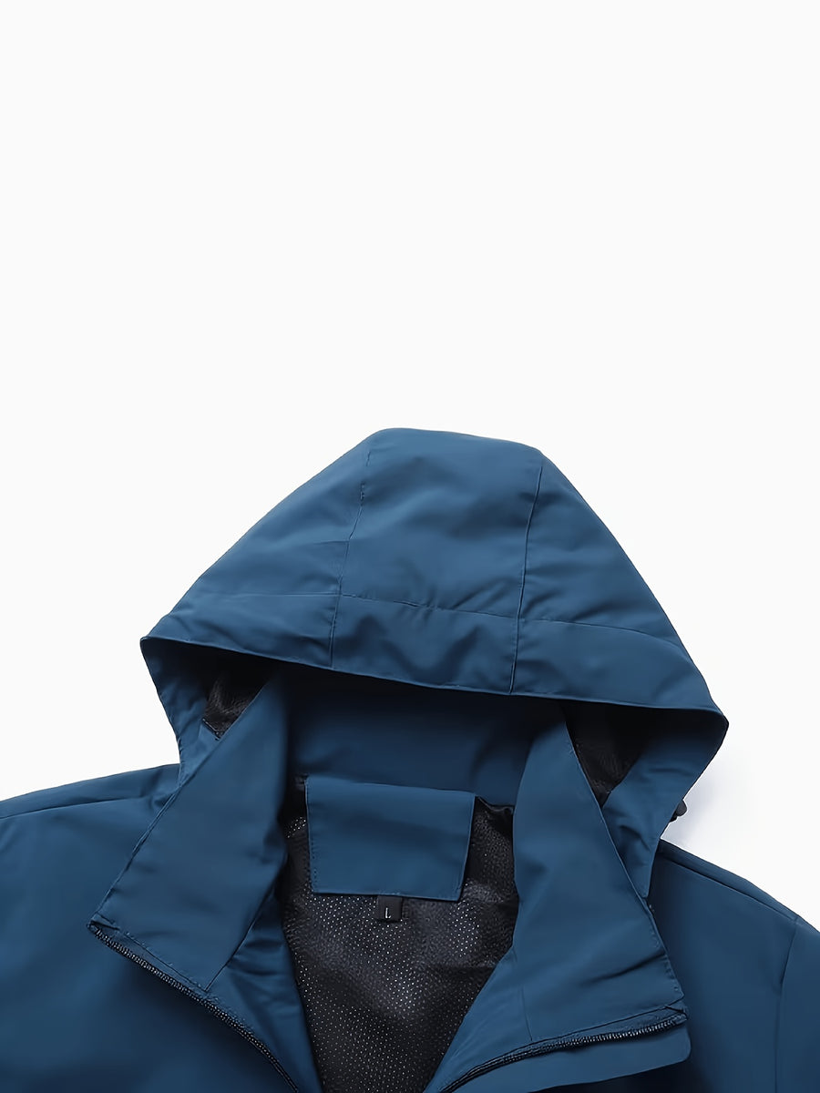 Spring and Autumn Outdoor Adventure Men's Windproof Sportswear, Wear-Resistant Wind-Resistant Jacket, Urban Cycling, Mountain Climbing, Hiking Zipper Outerwear Winter Clothes for Men - Blue